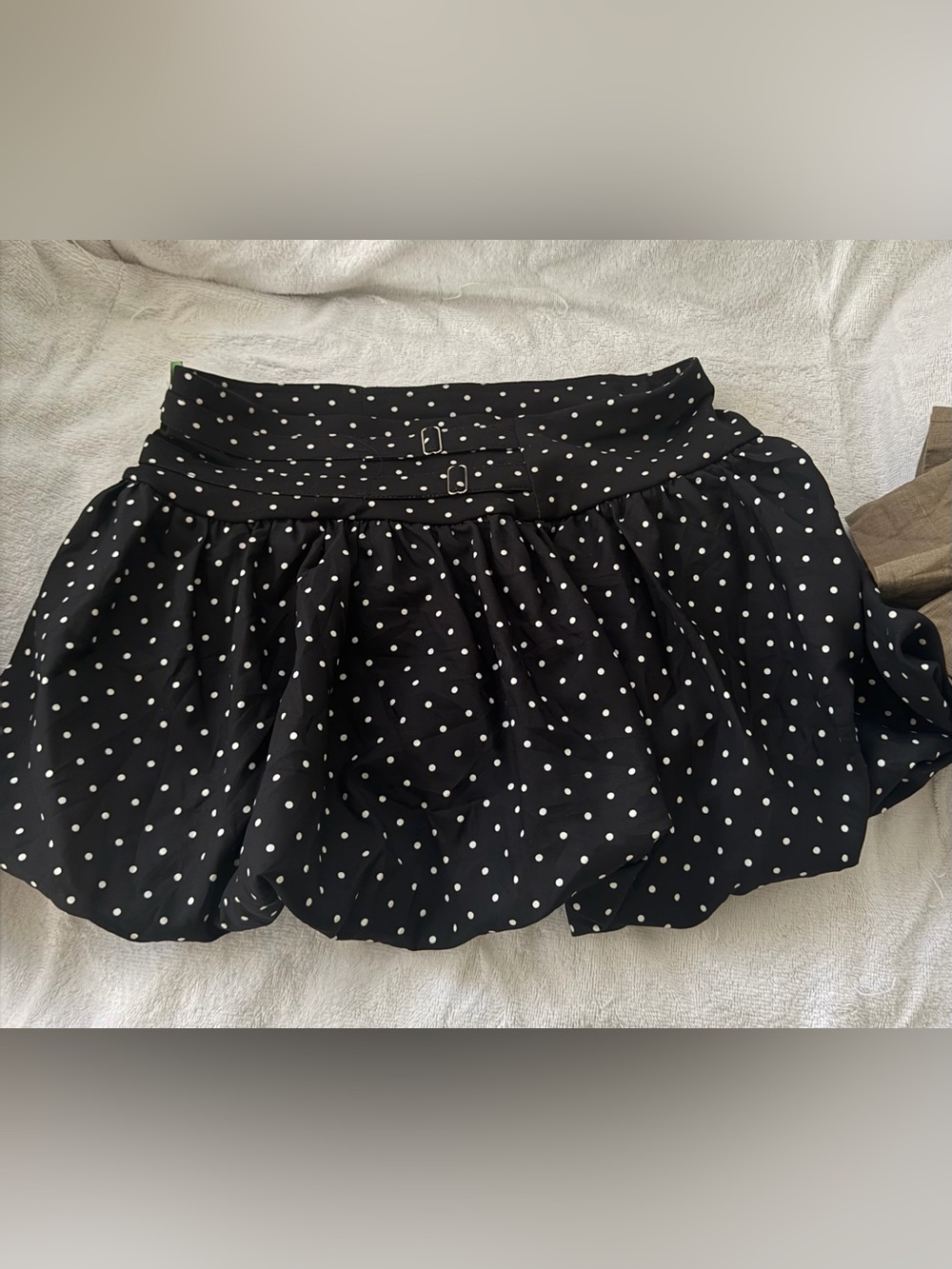 Polka Dot High-Waist Black Mini Skirt - Picture 2 of 5